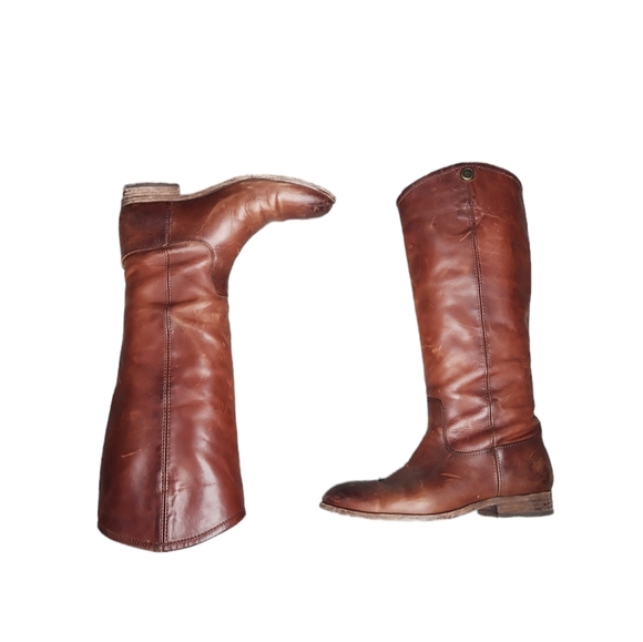 Frye Melissa Button 2 Equestrian-Inspired Tall Boots SZ 8 B Cognac Made in Mexic - Picture 8 of 16